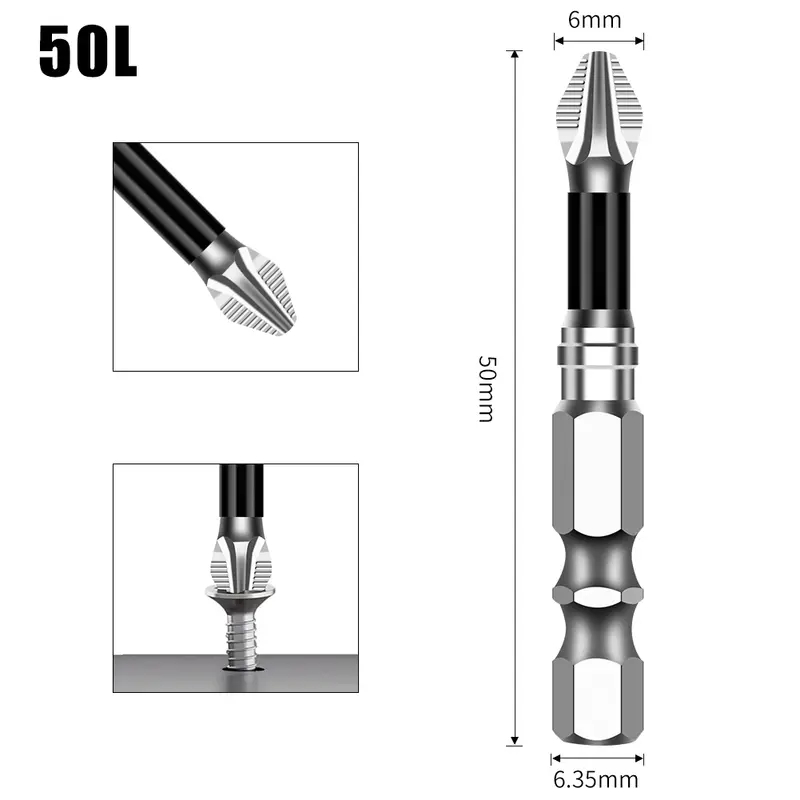 K5 Non-slip High Hardness Bit S2 Strong Magnetic 5A Black Non-slip Cross Head Electric Drill Electric Screwdriver Bit - Image 30