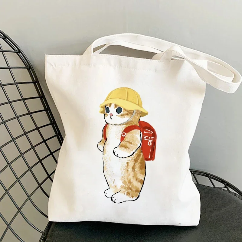 Tote Bag Shoulder Bags for Girls Fashion Canvas Bags Handbags Casual Girl Shopper Bag Kawaii Cats Cute Animal Bags Shopping Bag - 5