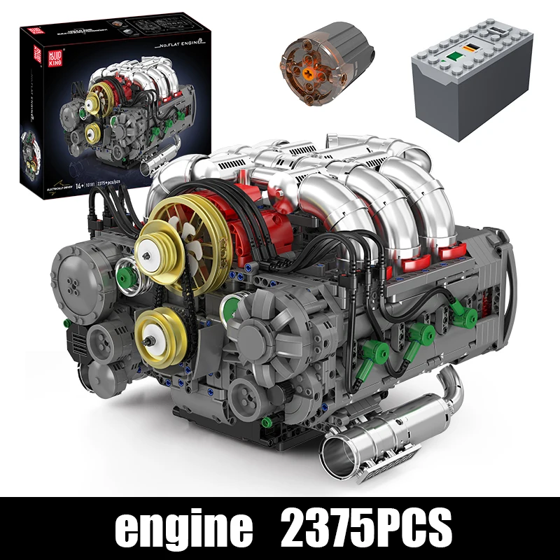 Mold King-Ensemble de moteur d'assemblage de brique de nuit de construction de moteur plat Hurized, jouets techniques de moteur de voiture, cadeau de Noël pour des enfants, 10181