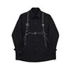 HOUZHOU Techwear Pant Sets Men Punk 3 piece outfits Black Cargo Pants Long Sleeve Shirts Korean Streetwear Hip Hop Spring 2