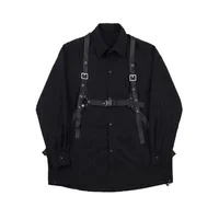 HOUZHOU Techwear Pant Sets Men Punk 3 piece outfits Black Cargo Pants Long Sleeve Shirts Korean Streetwear Hip Hop Spring 2