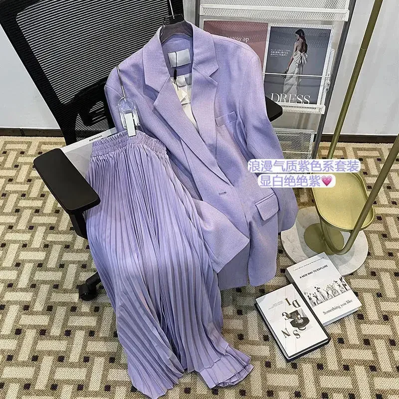 Elegant Women's Sets Spring Autumn New Long Sleeve Blazer Coats Suits Fashion Casual Skirt Set Office Business Women's Clothing