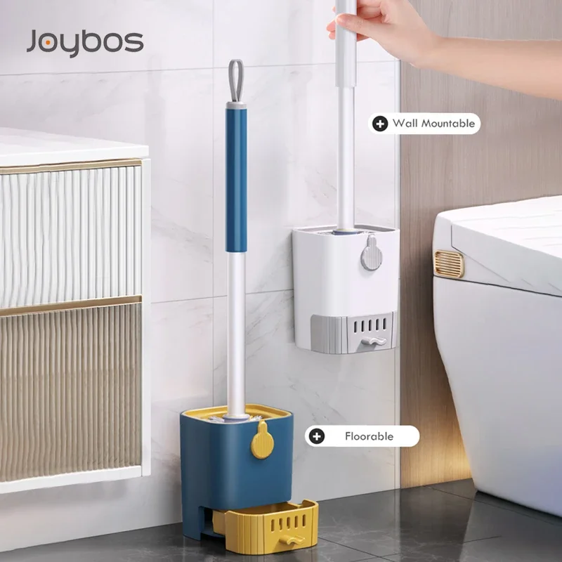 Joybos Toilet Brush Wall-mounted Toilet Brush No Dead Corner Cleaning Extended Handle Home Cleaning Tool with Drain Box