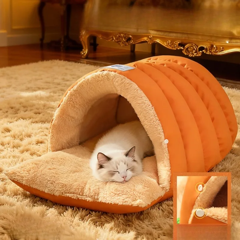 Artificial Leather Enclosed Pet Sleeping Bag Semi Enclosed Winter Cat and Dog Bed Warm Windproof Shelter for Cold Weather Artificial Leather Enclosed Pet Sleeping Bag Semi Enclosed Winter Cat and Dog Bed Warm Windproof Shelter for Cold Weather