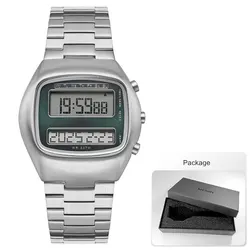 Men's Dual - Screen Electronic Fashion Watch with Luminous Backlight and Stainless Steel Band (Silvery - Box)
