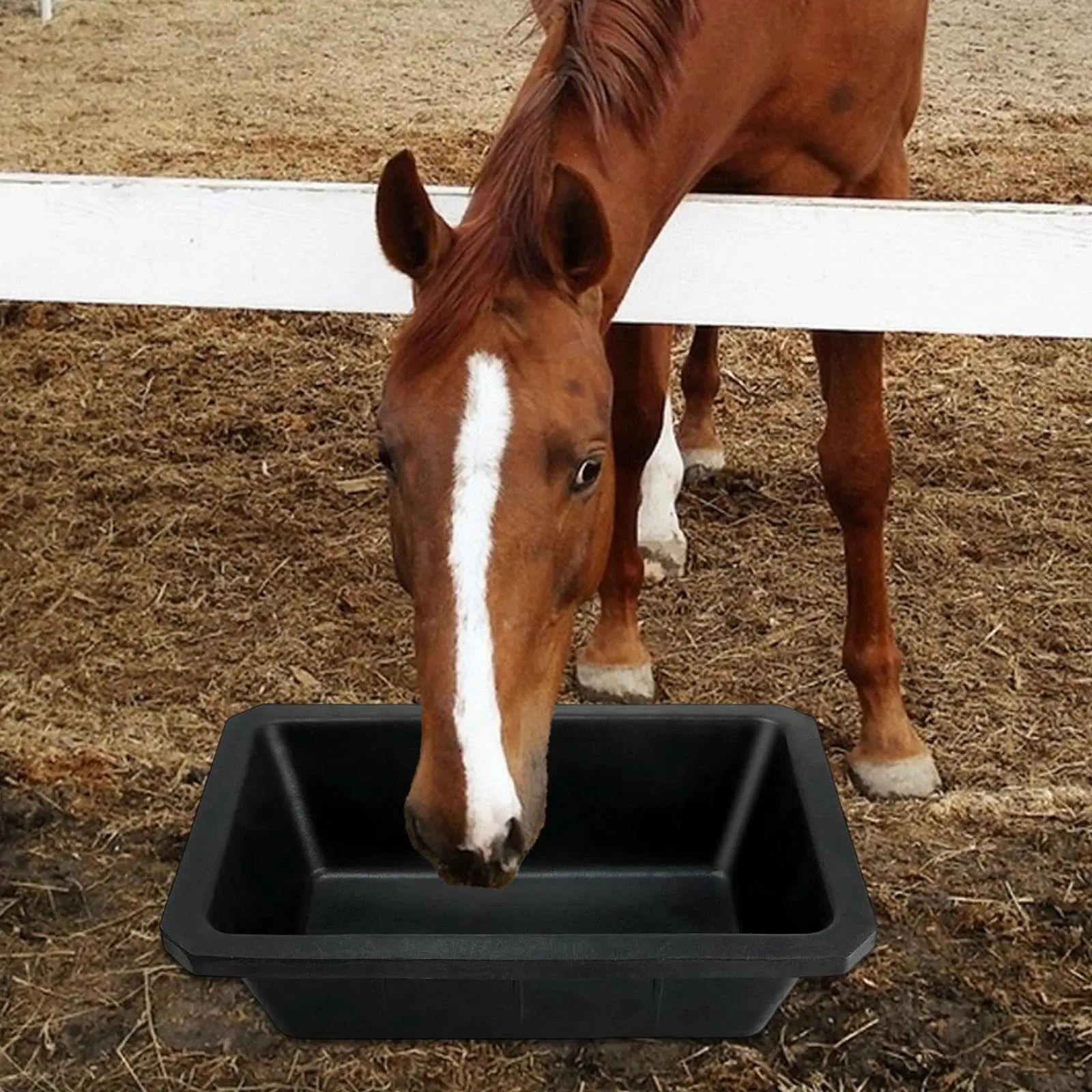 Rubber feed Pan Horse feed Bucket Trough Rectangle Basin Animal Feeding Bowl Dog Food Water Bowl for Easy to Clean