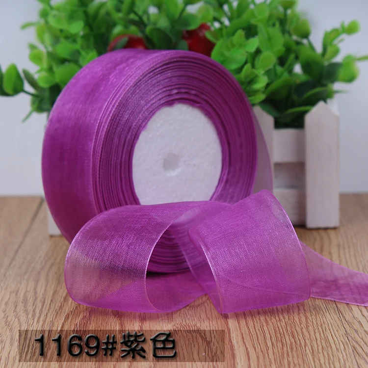 Navy Blue Transparent Organza Ribbons for DIY Crafts and Decorations