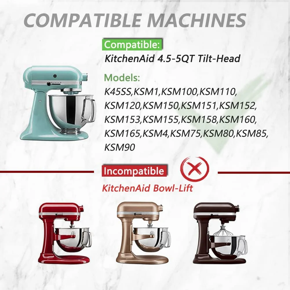 Flex Edge Beater for KitchenAid Mixer 4.5-5 QT Tilt-Head Stand Mixer  Attachments, Mixer Paddle with Flexible Silicone Edges Bowl Scraper, Fits  for models K45, K45SS, KSM1, KSM75, KSM8, KSM90, KSM9, KSM95, KSM100