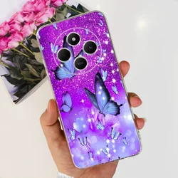 Custodia per telefono in silicone trasparente con gatto carino e farfalla - Cover in TPU morbido.