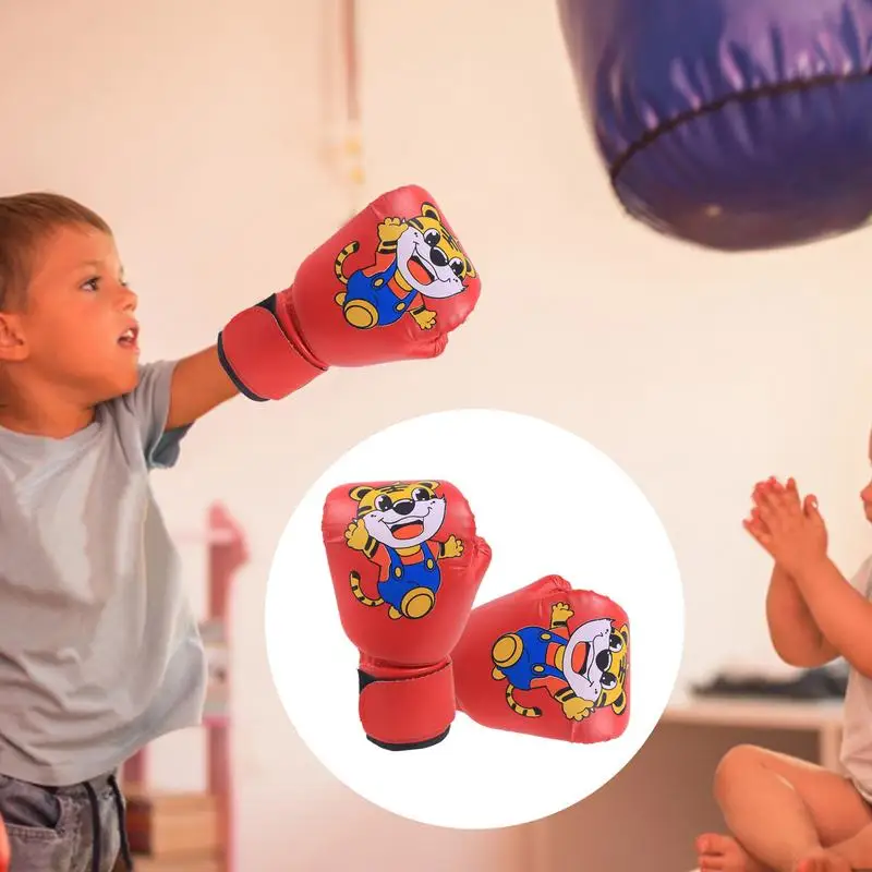 Youth Training Boxing Gloves for 3-12 years old PU Leather Breathable Cartoon Pattern Junior Training Mitt For Punching Bag