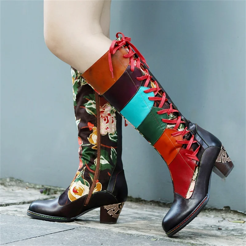 

Женские сапоги ручной работы, с начесом, на толстом каблуке, размеры 36-42