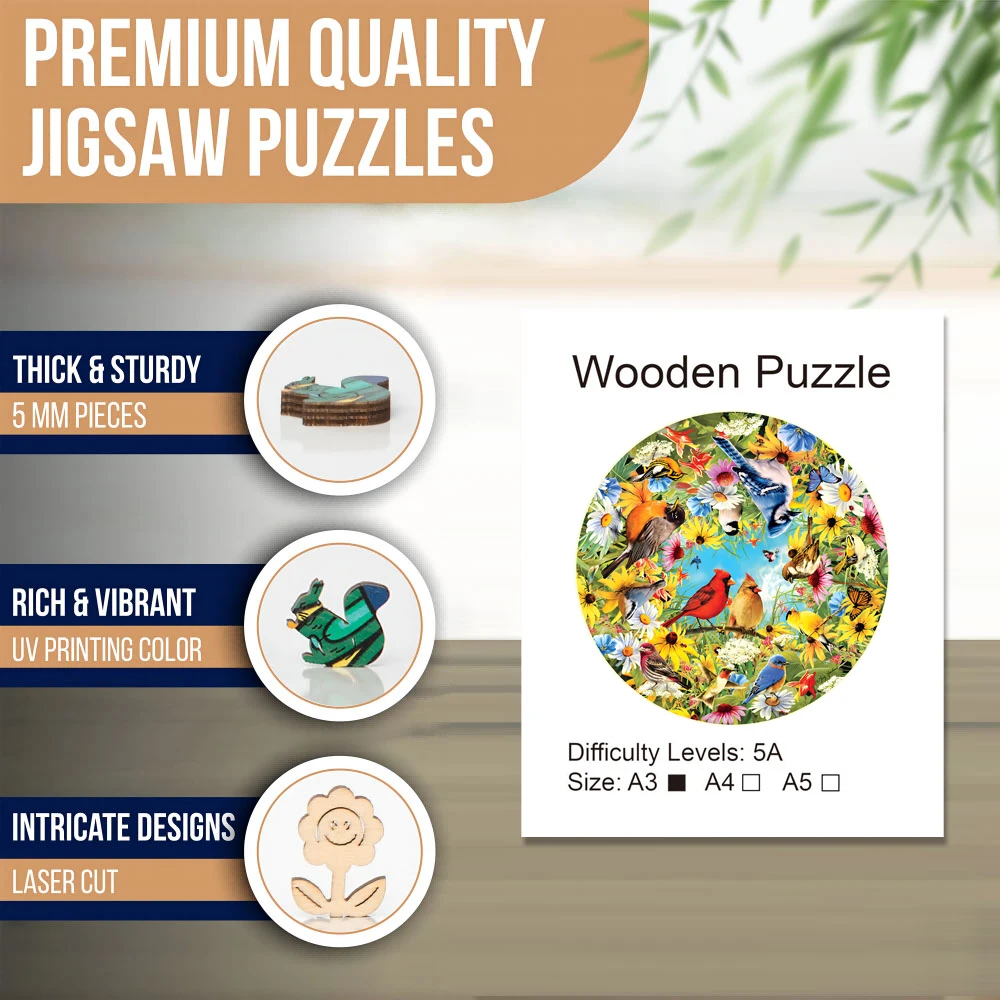 Birds Wooden Jigsaw Puzzles Art Unique Animal Shaped Pieces Stress Relieve Toys DIY Leisure Game for Family Home Decor