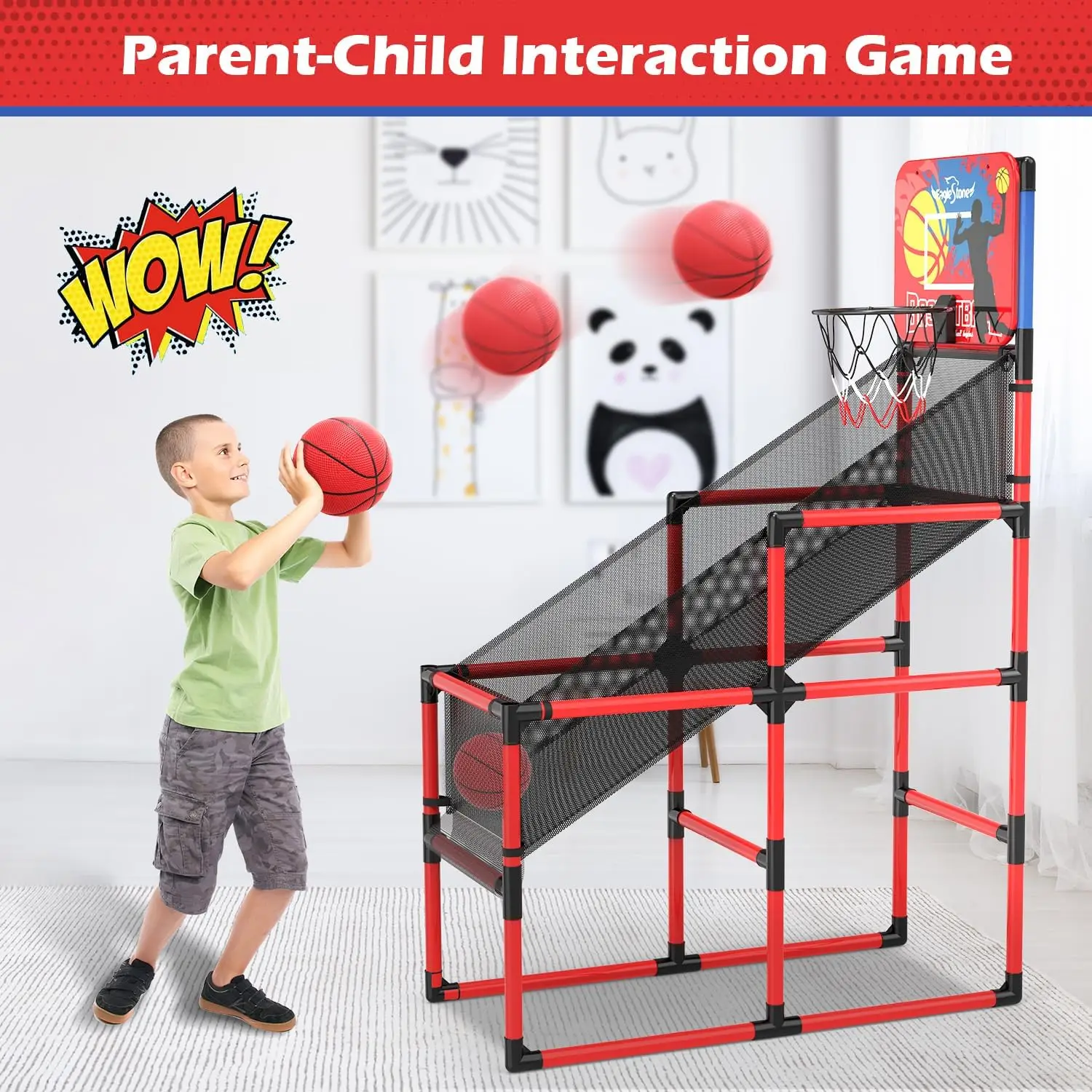 Kids Basketball Arcade: Electronic Score, 4 Balls, Indoor/Outdoor Game for Ages 3-12 2