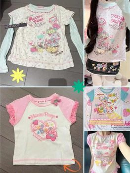 Sweet Kawaii Cartoon Tshirts Polka Dot Print Women T-shirt Loose Casual Contrast Color Cute Graphic Tee Tops Japan Y2k Aesthetic 1
