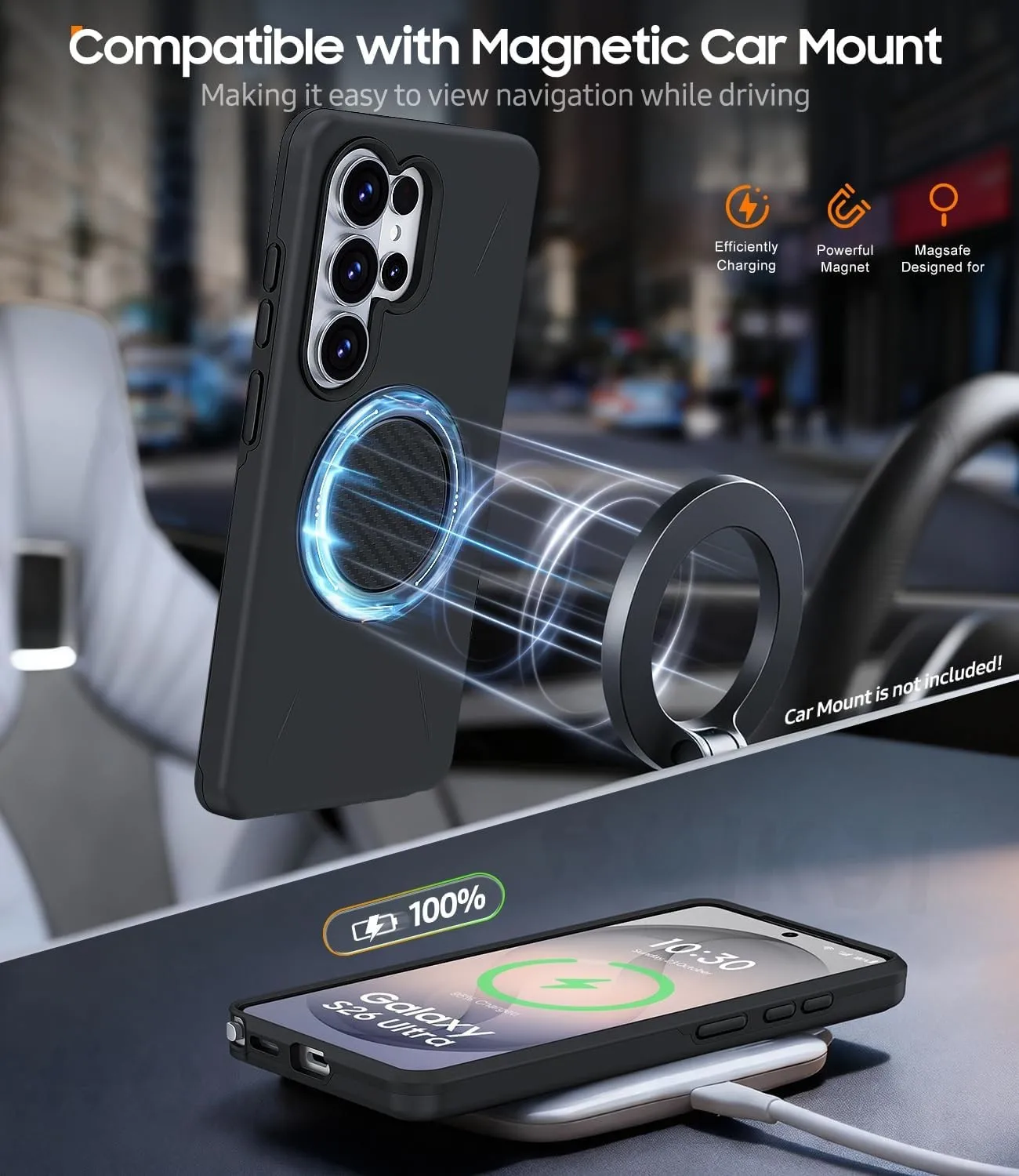 Dual Layer Magnetic Shockproof Phone Case with Ring Holder Stand & Kickstand