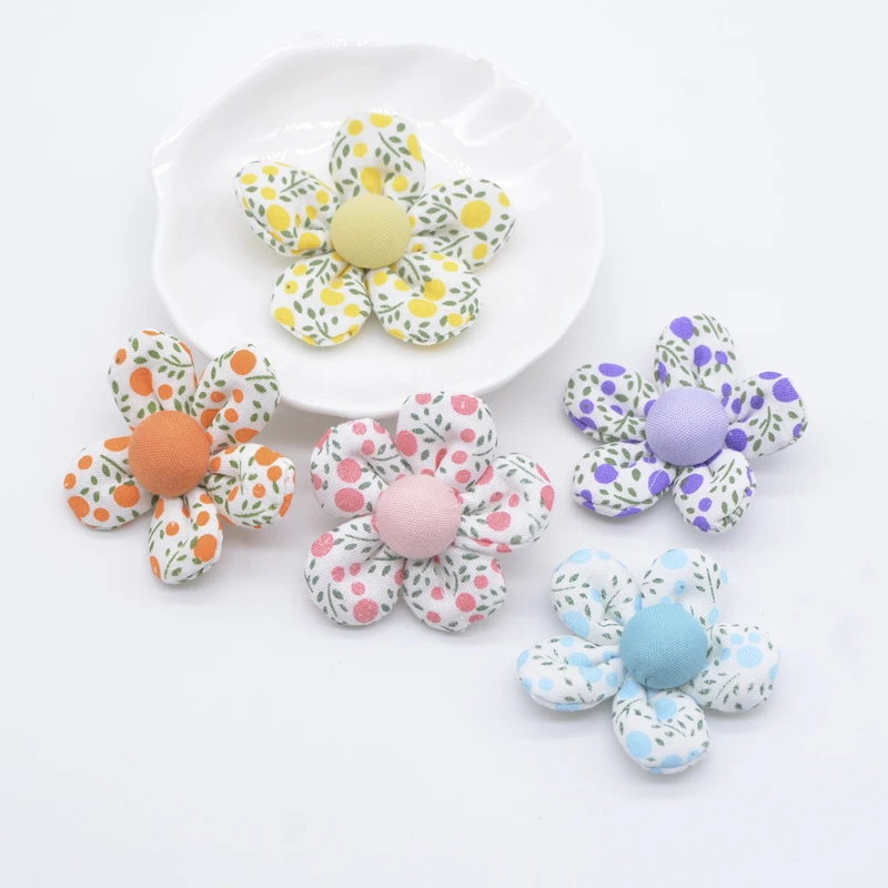 10Pcs 40mm Kattun Tuch Blume Applique für DIY Kleidung Hut Headwear Handschuhe Leggings Socken Nähen Patches Decor Accesoories