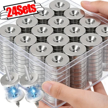 Magnete per Ante di Armadi, Chiusura Nascosta per Guardaroba, Chiusura Multiuso Piccola e Rotonda per Cassetti con Vite, Forniture per Ferramenta Domestica