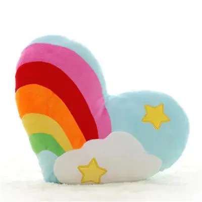 Creative Rainbow Loving Heart Cushion Sofa Pillow Cloud Heart-shaped Couple Fluffy Cushion Soft Plush Pillow Smooth Fabric 2