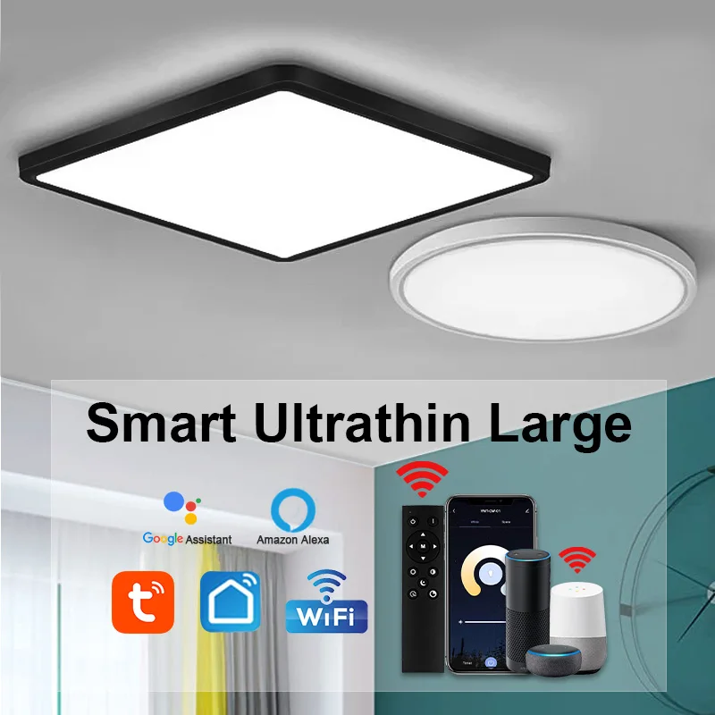 

LED Ceiling Lights Ultrathin Smart Wifi Tuya Alexa App Remote Voice Control Indoor Dimmable Lamp For Bedroom Living Room Kitchen