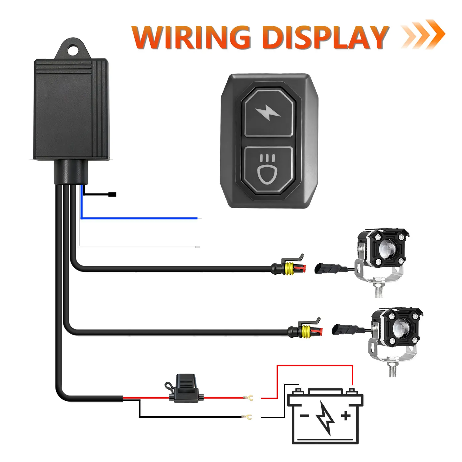 자동차 14.8FT LED 라이트 바 배선 하네스 키트 16AWG 안개등 온/오프 배선 하네스 (자동차, 보트, 트럭용) 120W 케이블 액세서리