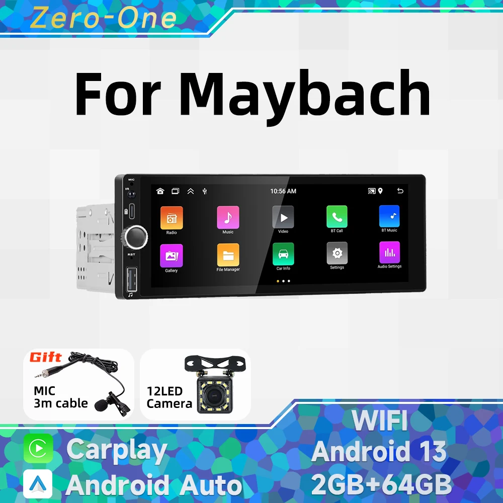 

Автомобильная Мультимедийная система Carplay, 1DIN, Android, для Maybach, 6,86 дюйма, IPS экран, стерео, головное устройство, Авторадио, GPS, Wi-Fi