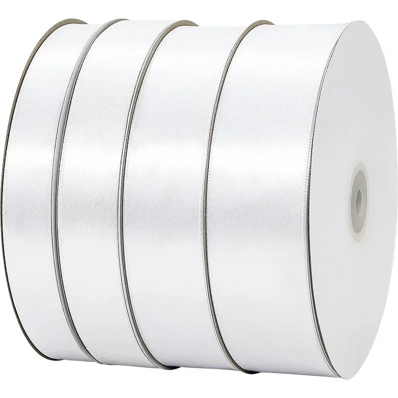 3mm~80mm White Polyester Satin Ribbon Gift Wrapping DIY Christmas Ribbons Home Decor Gift Flowers Hair Accessory