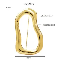 Wuli&baby Stainless Steel Big Circle Brooches Pins For Women Men 2-color All-match Geometric Brooch Gifts 3