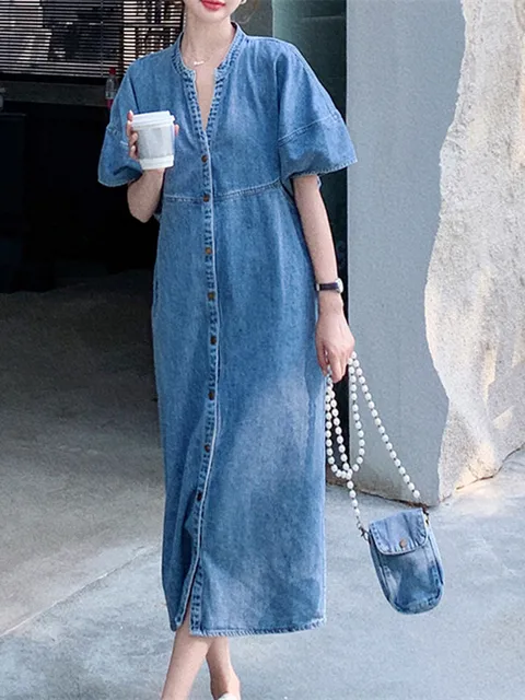New Hong Kong Style Retro Thin Denim Dress