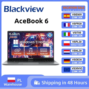 Blackview AceBook 6 Laptop  Intel Twin Lake N150 CPU 15.6'' FHD+ IPS Screen 16GB DDR4 512GB SSD 36Wh Battery Windows 11 Notebook
