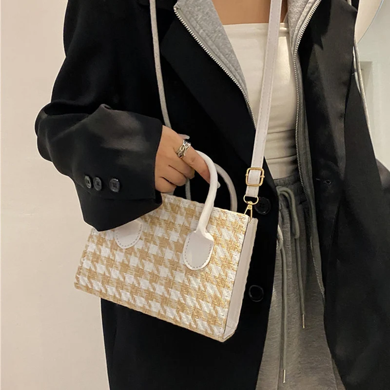 Crossbady Taschen für Frauen 2022 Neue Damen Handtaschen Plaid Muster Geldbörse PU Leder Kette Schulter Tasche hand tasche_voghion.com
