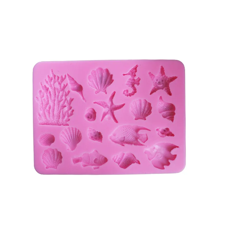 

Sea Life Shell Starfish Conch Silicone Chocolate Mold Fish Mermaid Tail Fondant Cake Decorating Tools Clay Resin Art Moulds