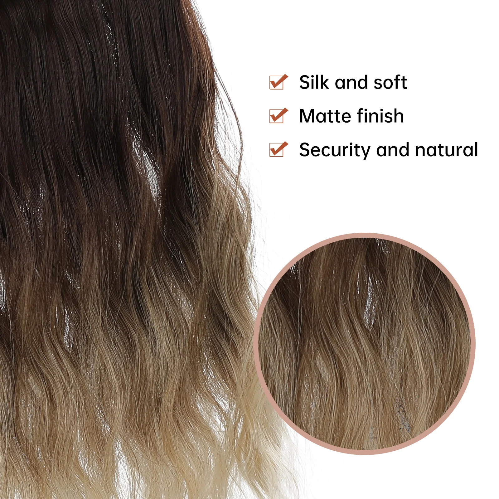 Synthetic Long Wave No Clip Hair Extensions One Piece False Hairpiece Ombre Black Brown Natural Fish Line Hairpiece Women