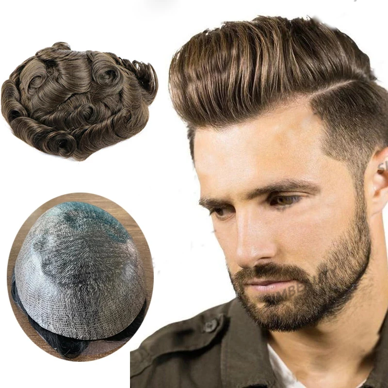 Human Hair Toupee Mens Brown Blonde Black Natural Hairline Microskin Super Durable Full Skin PU Capillary Prosthesis Hairpie