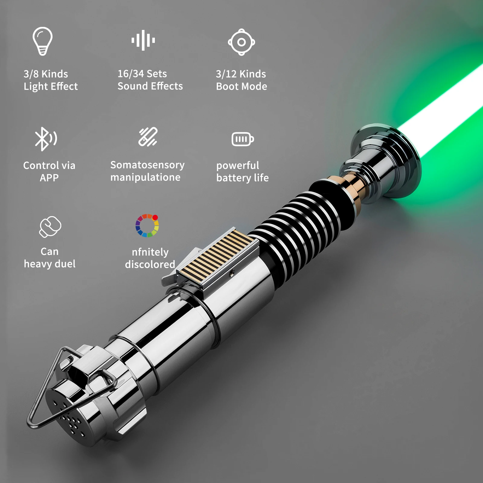 

DamienSaber Luke Skywalker Lightsaber Xeno3.0Pixel Heavy Dueling Light Saber Infinite Color Changing with Sensitive Smooth Swing