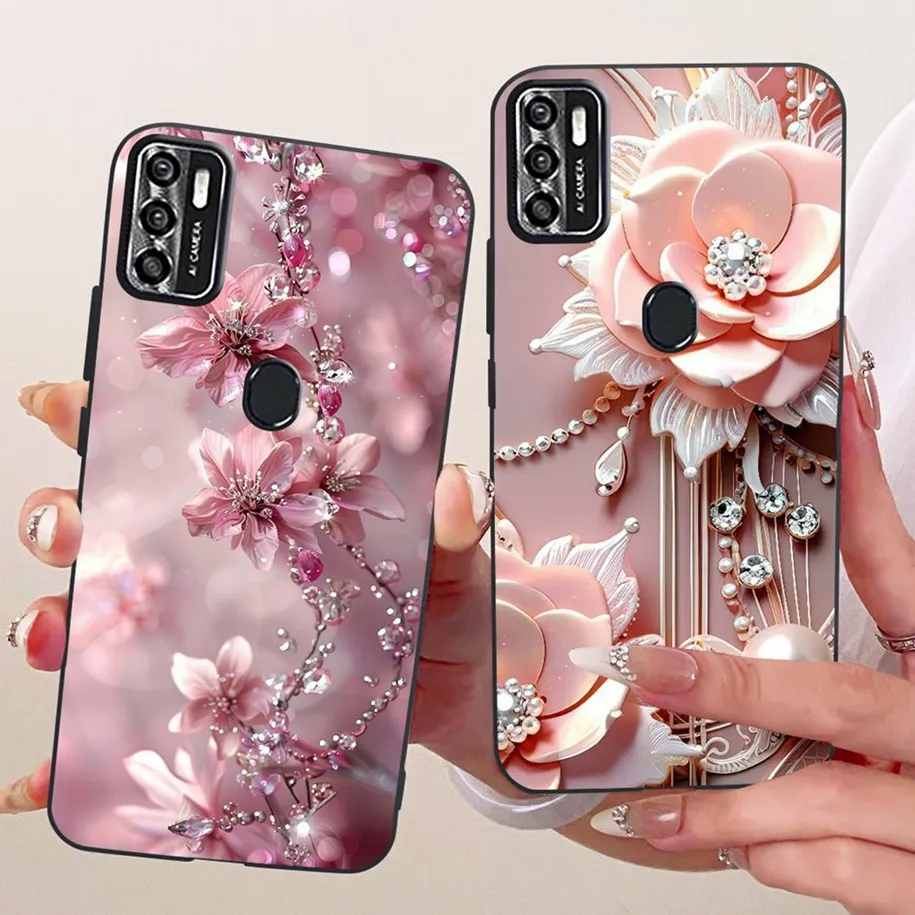Floral Soft Black Silicone Bumper Phone Cover