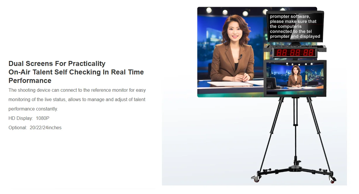 DT20-M Dual-Screen HDMI-compatible/3G-SDI High-Bright Teleprompter (20")