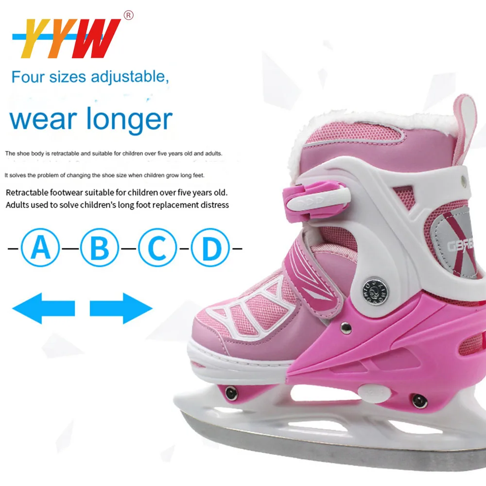 Adjustable Ice Skates For Kids Girls Boys, 4 Size Adjustable Beginner - View #2