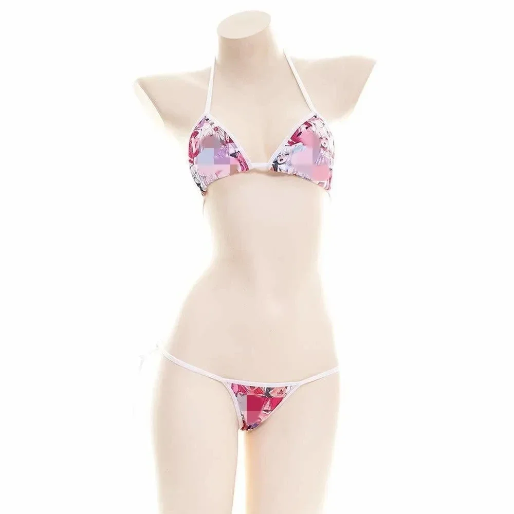 Ahegao Bikini Lingerie Bra & T-back G-string Panties 2PCS Cute Lolita Sexy Exotic Apparel Facial Expression Print Bra women lingerie women lingerie set