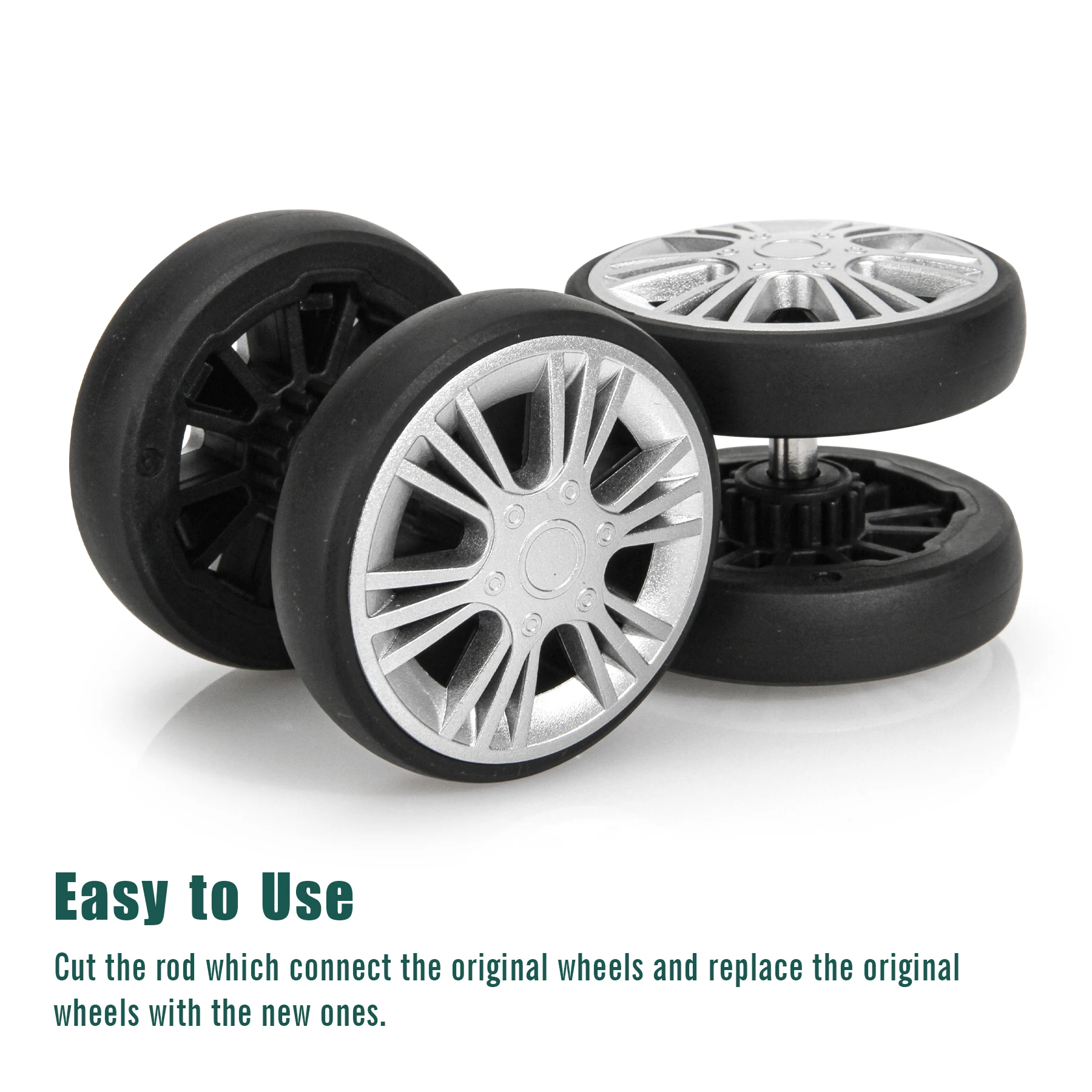 GUGULUZA 4pcs Silver Luggage Wheel Replacement with Screw Travel Suitcase Wheels Diameter 55mm Trolley Caster Repairing Parts