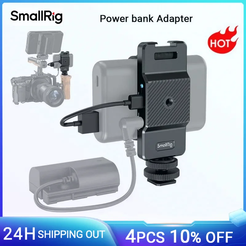 Adaptador Smallrig Power Bank Câmeras Mirrorless e Cine Sony Canon Bmpcc 4k 6k com Montagem de Sapatos Frios 3085