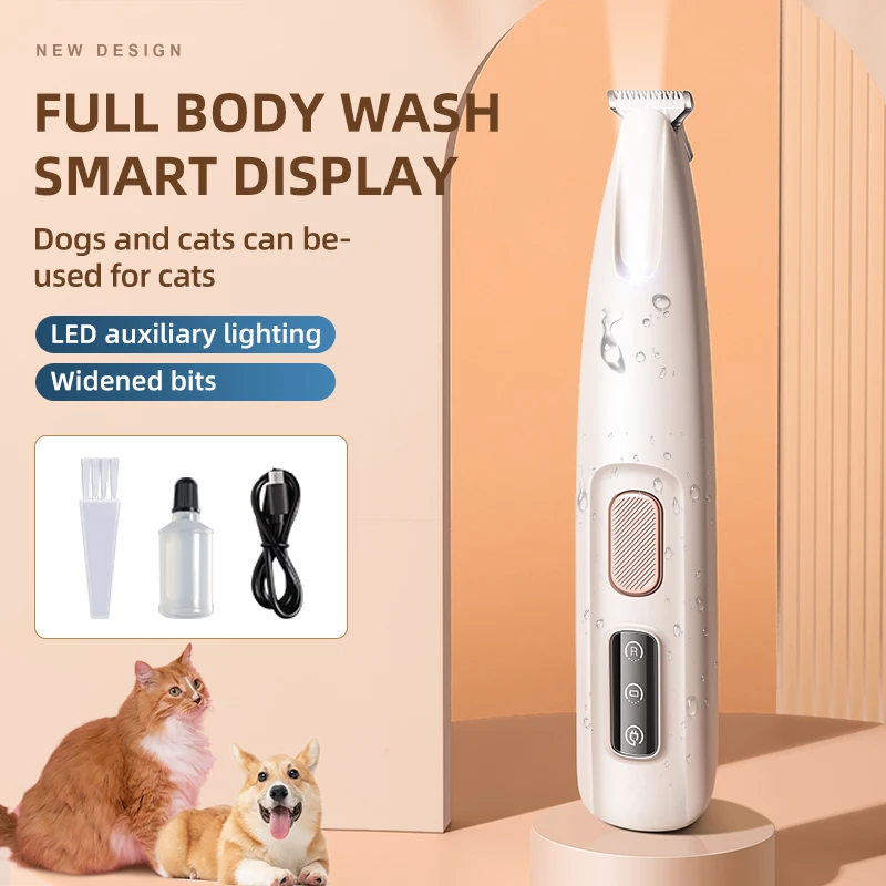 Pet Hair Trimmer Dog Hair Trimmer Hair Trimmer Pet Clipper Dog Clipper Pet Dog Electric Groomer Trimmer LED Light Waterproof Pet Foot Hair Trimmer Low Noise Cat Dog Face Foot Ear Hip Paw Shaver
