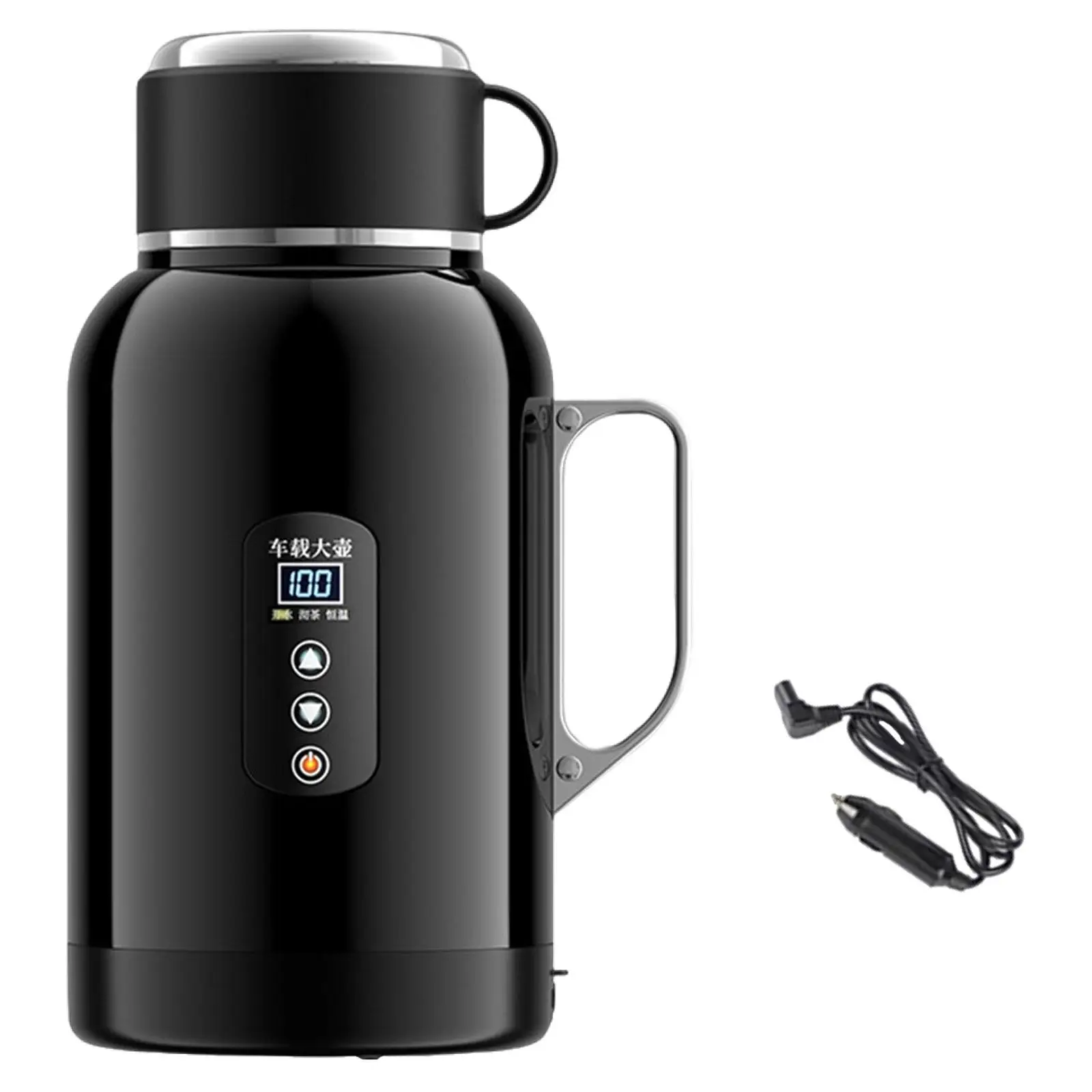 1400ml 자동차 전기 주전자 12V 24V 누출 방지 뚜껑 포함 대용량 스테인리스 스틸 차/커피용 다용도 자동차 가열 머그컵