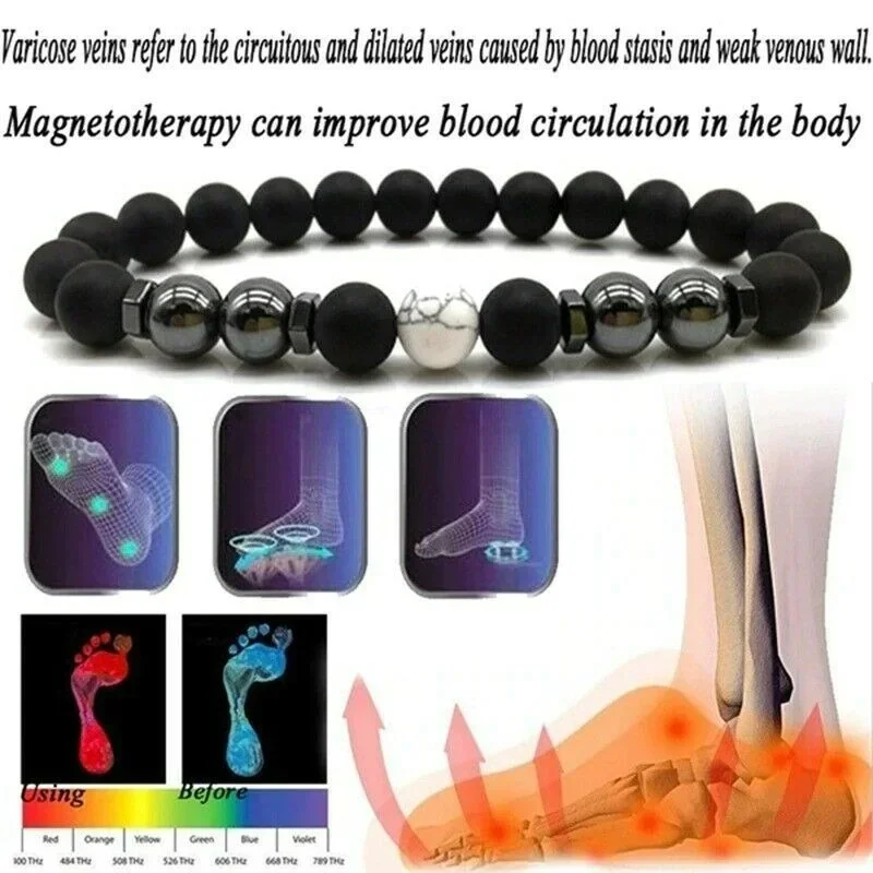 Anti-Swelling Black Obsidian Anklet Bracelet Treatment Adjustable Weight Loss Magnetic Therapy Magnet Anklet Bracelet Women Men silver anklet bracelet fashion accessories