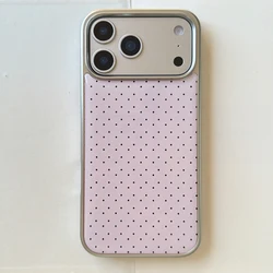 Korean INS Polka Dot Electroplated Silver Shockproof Phone Case - iPhone 15 (Pink)