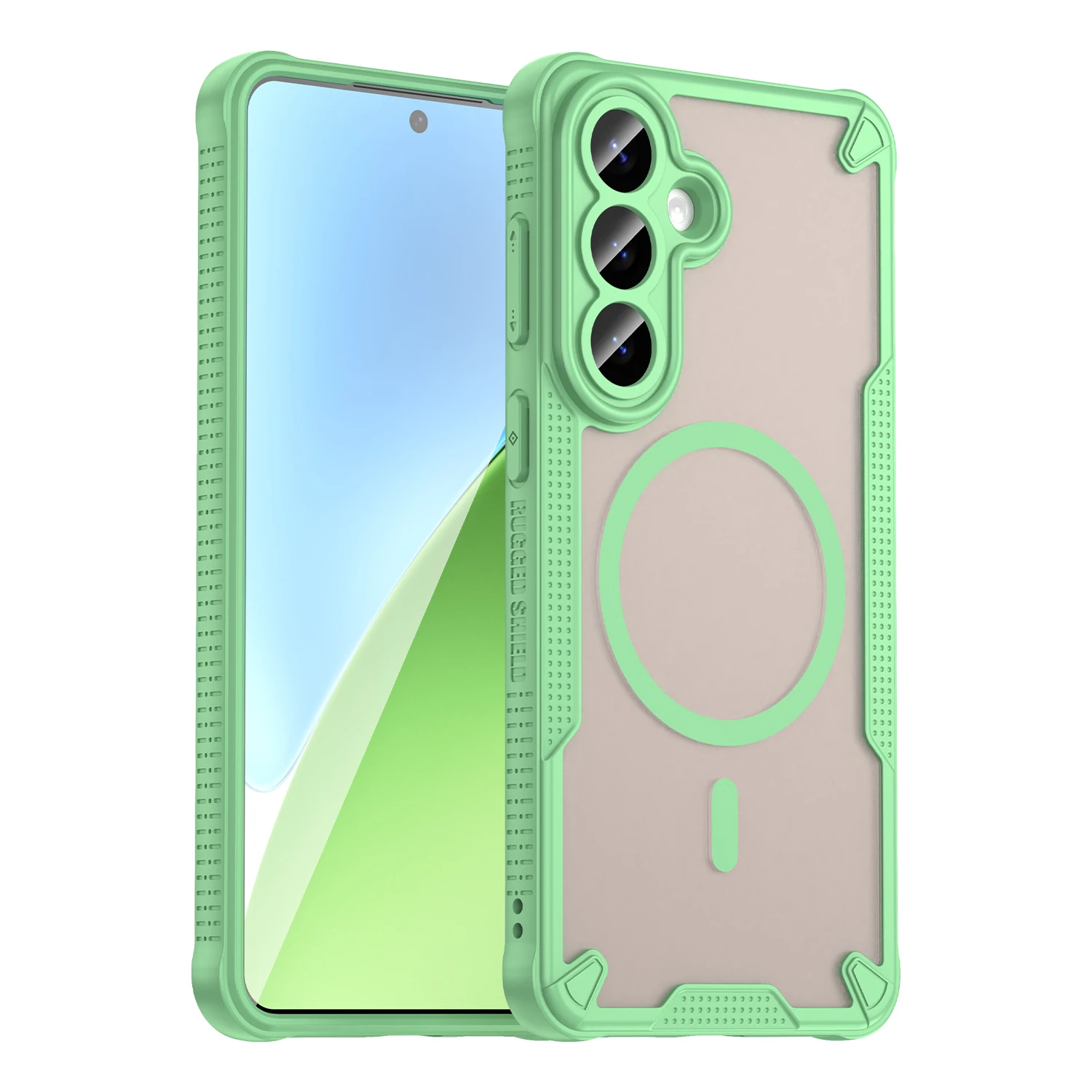 Magnetic Luxury Matte Translucent Shockproof Armor Case with Wireless Charging Compatibility