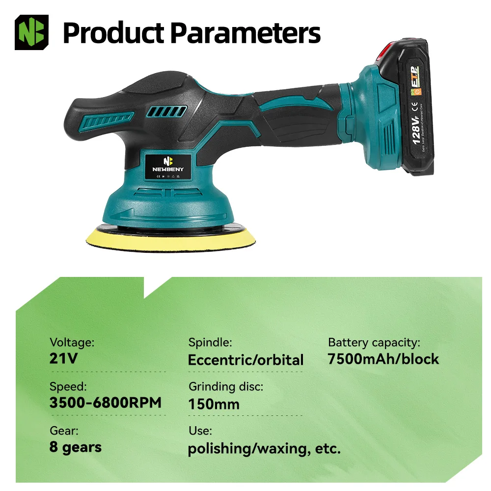 150mm Electric Car Polisher 8 Gears Adjustment Cordless Car Polishing Waxing Sanding Power Tools For 18V Battery Car polisher cordless car polisher electric polisher