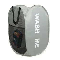 Compact Mesh Pop Up Laundry Hamper with Wide Opening - Breathable & Collapsible Space-Saving Basket for Dorm, Travel, and Bathroom Use (Grey)