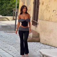 Melinda Polka Dot Off Shoulder Flared Pant Set 3