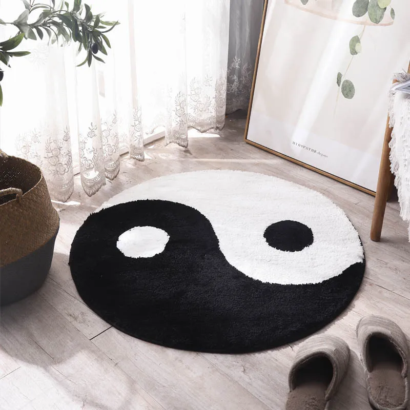 Black-and-White-Yin-and-Yang-Carpet-Tai-Chi-Buddhist-Round-Rug-Living ...