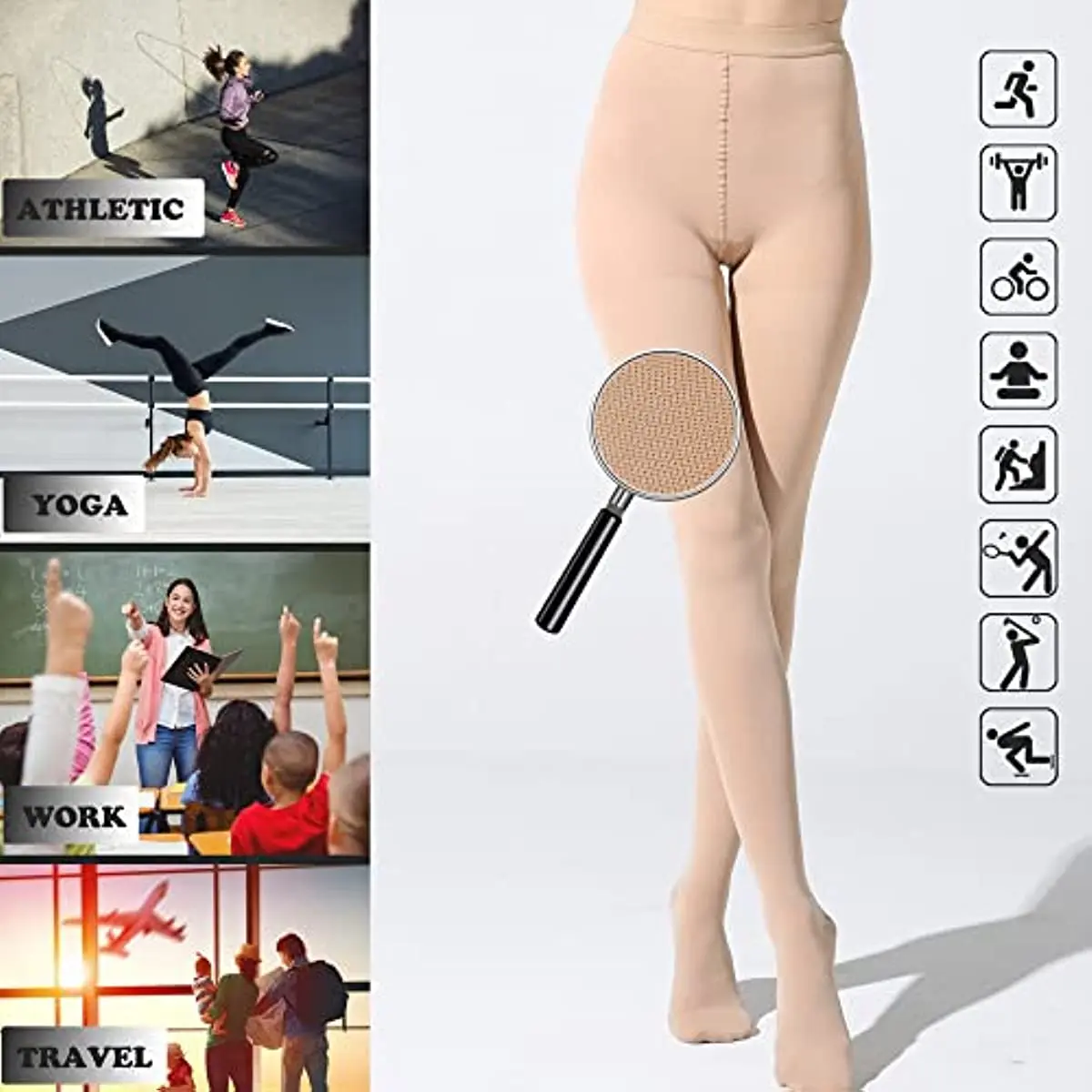 Women Compression Pantyhose Compression Pantyhose Stocking for Women 20-30 MmHg Support Circulation Remove Swelling Relieve Fatigue Comfort